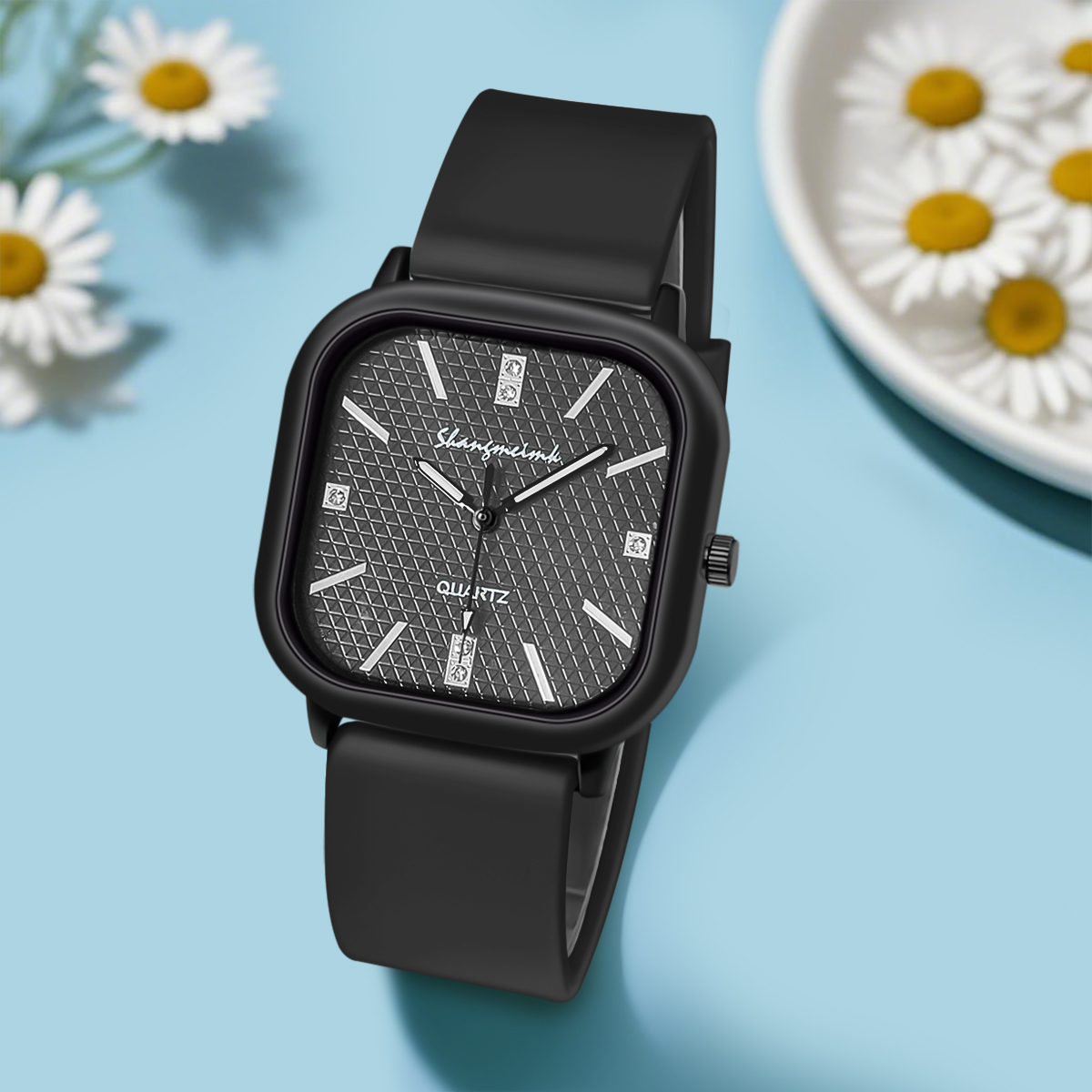Square Case Quartz Watch Men W - đánh giá và giá Silicone Band Women