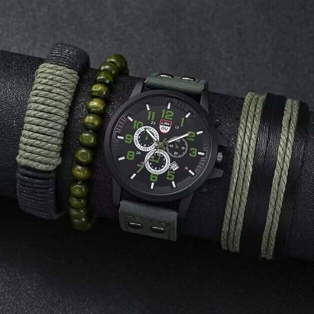 4PCS/Set  Men Sports Calendar  - đánh giá và giá Leather Watch Band Men