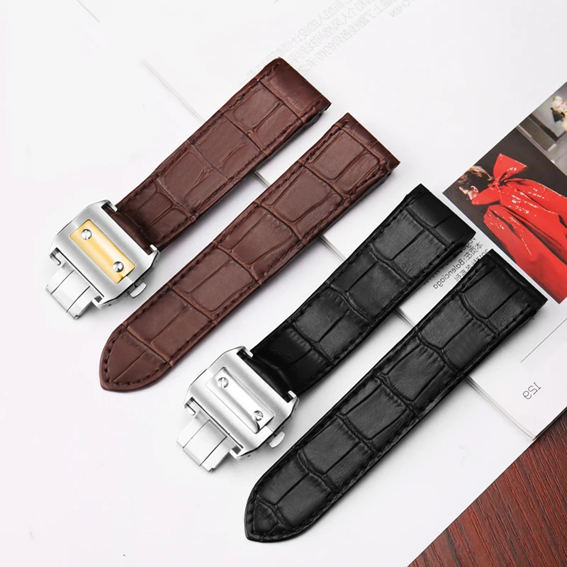 Da Bò Cao Cấp Dây Đeo Đồng Hồ  - đánh giá và giá Cartier Watch Santos