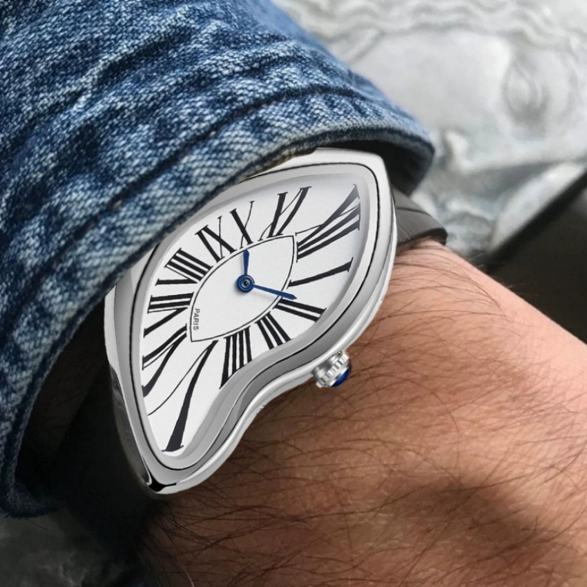 Surrealist Art Melting Clock W - đánh giá và giá Leather Watch Band Men