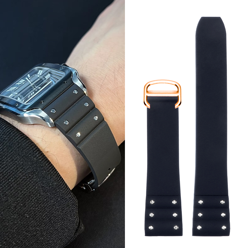 High quality Rubber watchband  - đánh giá và giá Cartier Watch Santos