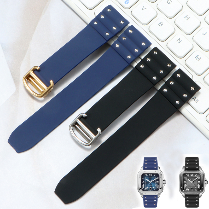 High quality Rubber watchband  - đánh giá và giá Cartier Watch Santos